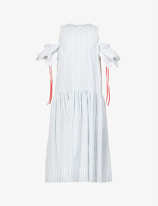 VVB Striped cotton-poplin midi dress
