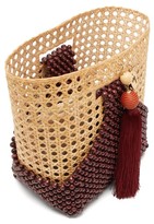 Thumbnail for your product : Rosantica Budd Wicker And Beaded-wood Bucket Bag - Burgundy Multi