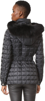 Thumbnail for your product : Versace Puffer Jacket with Belt and Fox Fur Trim