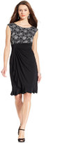 Thumbnail for your product : Connected Metallic Lace Faux-Wrap Dress