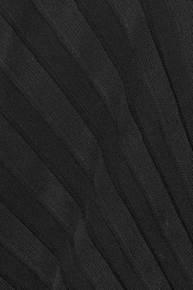 Valentino Asymmetric Open-back Pleated Stretch-knit Dress - Black