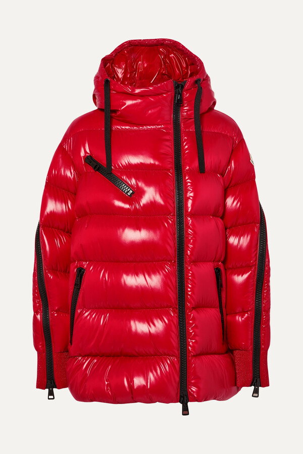 Moncler Liriope Hooded Quilted Glossed-shell Down Jacket - Red - ShopStyle