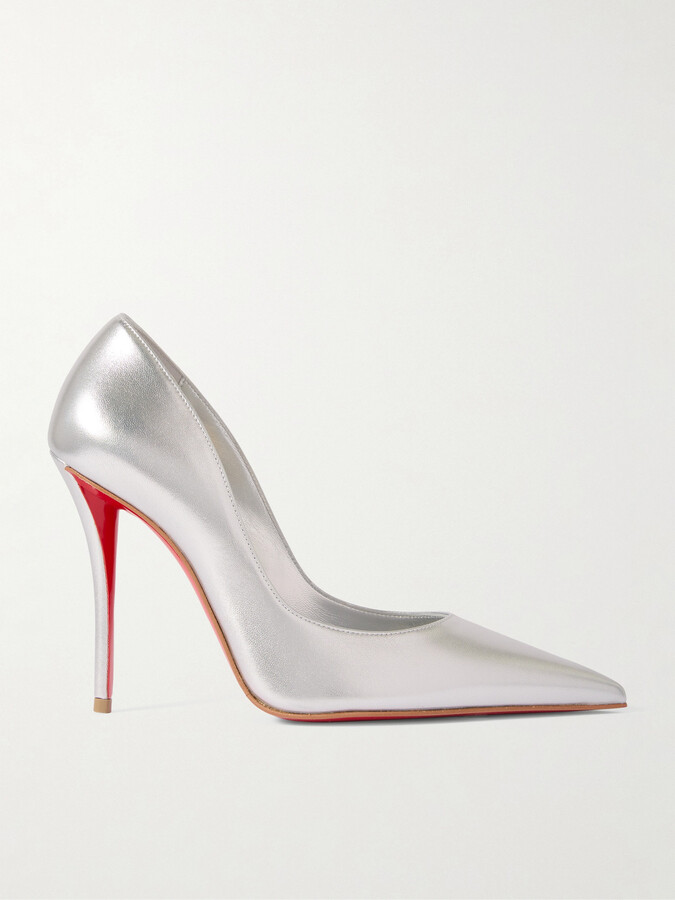 Christian Louboutin Miss Z 100 Mirrored-leather Pumps - Silver