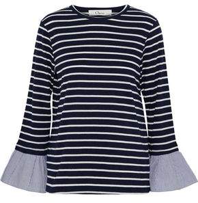 Clu Poplin-trimmed Striped Cotton-blend Jersey Top