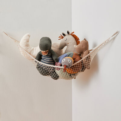 3 Sprouts Toy Hammock for Stuffed Toys with Hooks - Beige