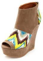Thumbnail for your product : Charlotte Russe Printed Peep Toe Platform Wedge Booties