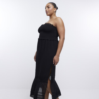River Island Womens Plus Black Lace Bandeau Midi Dress
