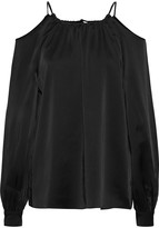 Thumbnail for your product : Rosetta Getty Cold-shoulder Gathered Satin-crepe Blouse