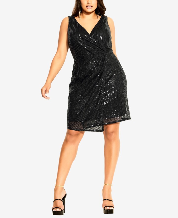 Plus Size Sequin Wrap Dress | Shop the ...