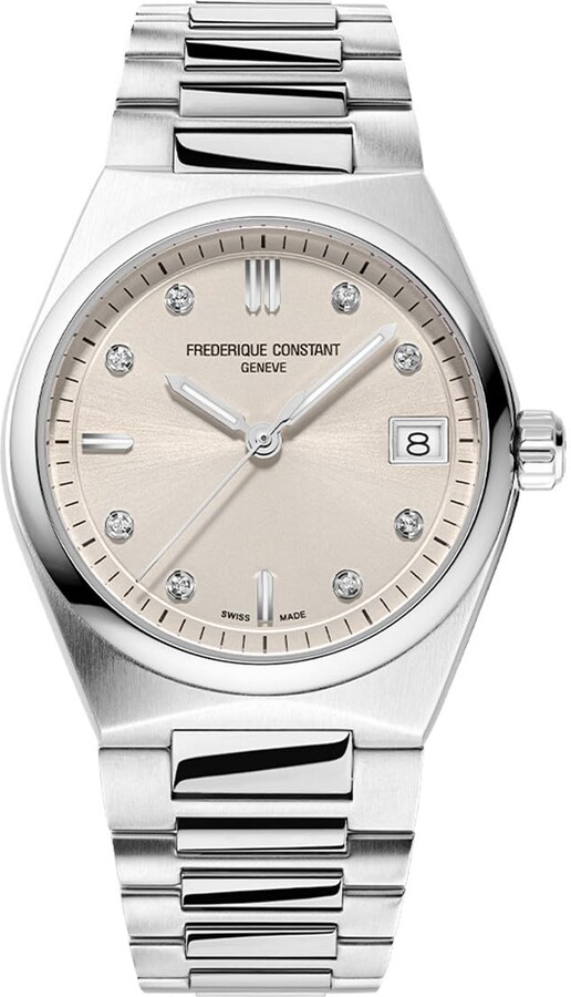 JARED Frederique Constant Ladies Swiss Quartz Highlife Silver-Tone Stainless Steel Watch with Bracelet and Additional White Rubber Strap