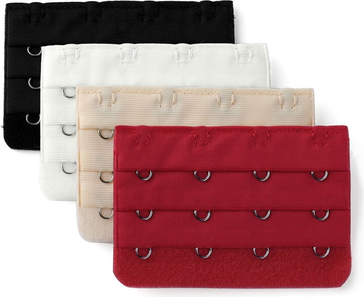 Unique Bargains 4pcs Lady Bra Strap Extenders 4 Hooks 3 Rows Bra Extension Multicolor