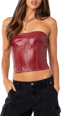 leather red top