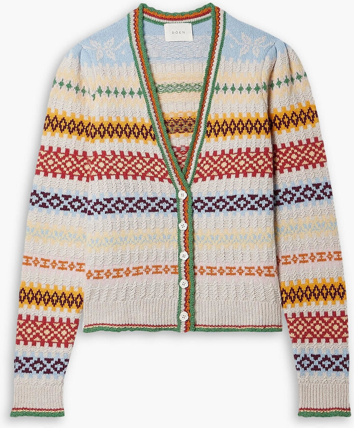 DÔEN Alba Fair Isle recycled cashmere and wool blend cardigan