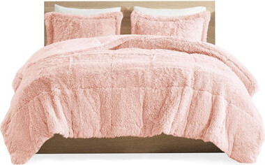 fengshu Shaggy Comforter Mini - Blush Filling Warm Reverse & 2 Shams Faux Fur Soft Included