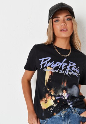 Missguided Black Washed Prince Purple Rain Graphic T Shirt - ShopStyle