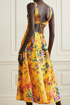 Thumbnail for your product : Zimmermann Tropicana Cutout Printed Linen Midi Dress - Yellow
