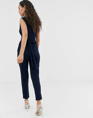 Outrageous Fortune cowl front jumpsuit in navy