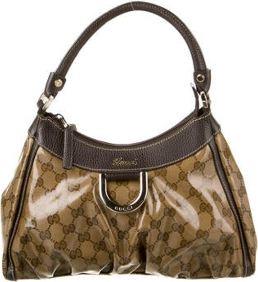 Gucci ABBEY D ring monogram GG & white leather hobo shoulder