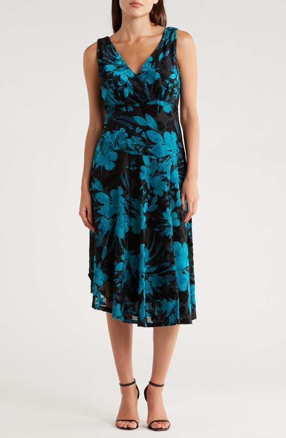 Velvet Burnout Midi Dress