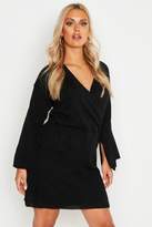 Thumbnail for your product : boohoo Plus Off Shoulder Wrap Knitted Dress