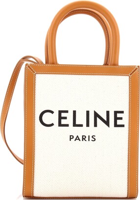 Celine Vertical Cabas Tote Canvas with Leather Small Neutral, Purple