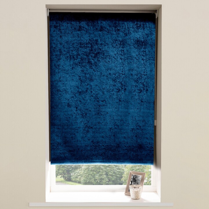 Dunelm Crushed Velvet Midnight Blue Blackout Roller Blind Blue ...