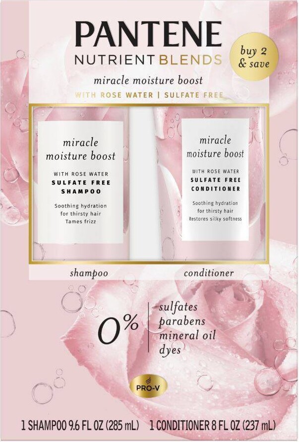 Pantene Sulfate Free Rose Water Shampoo and Conditioner Dual Pack