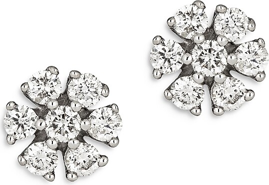 Bloomingdale's Fine Collection Diamond Flower Stud Earrings in 14K White Gold, 0.25 tcw