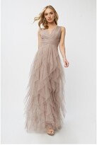 Thumbnail for your product : Little Mistress Bridesmaid Leonora Oyster Ruffle Mesh Maxi Dress