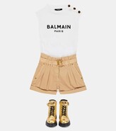 Thumbnail for your product : Balmain Kids Belted cotton shorts