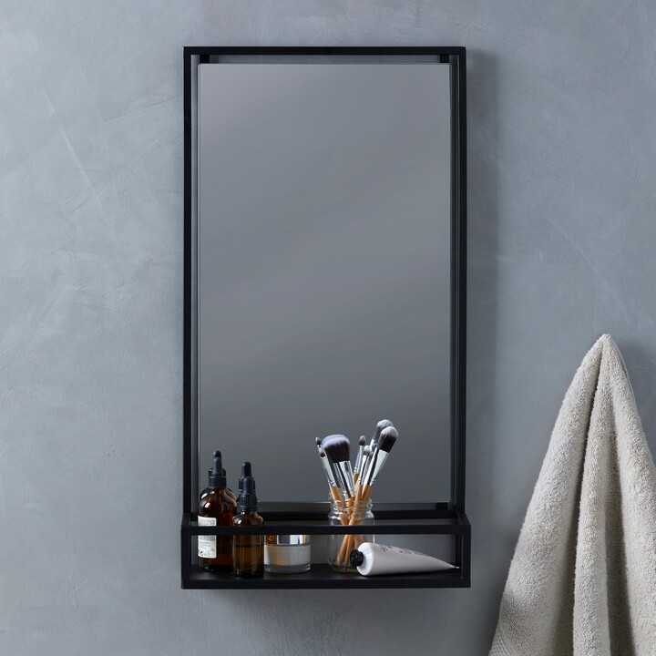 Dunelm London Matt Black Bathroom Mirror and Shelf Black ShopStyle