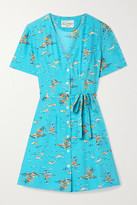 Thumbnail for your product : HVN Rosemary Belted Printed Silk-satin Mini Dress