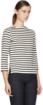 Thumbnail for your product : ALEXACHUNG Ecru and Black Long Sleeve Breton Stripe T-Shirt