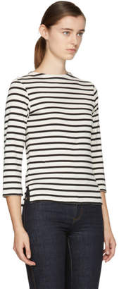ALEXACHUNG Ecru and Black Long Sleeve Breton Stripe T-Shirt