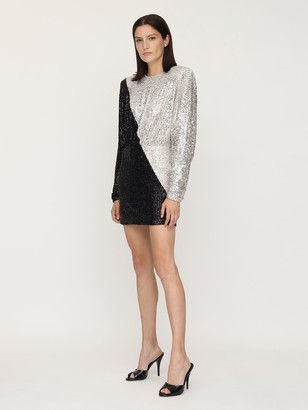 Rotate by Birger Christensen Billie Sequined Two Tone Mini Dress