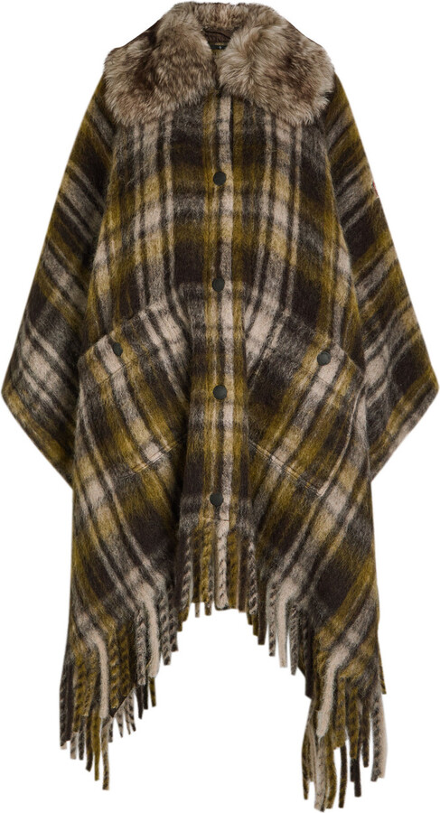 Moncler Plaid Brushed Wool-blend Cape