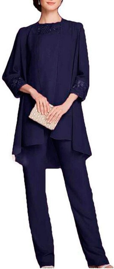 navy blue pants suits