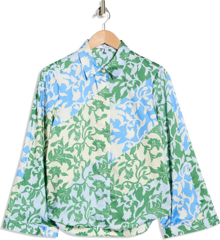 Derek Lam Milad Oversize Bell Sleeve Button-Up Shirt