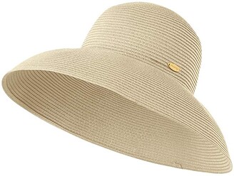 OhSunny Women's Wide Brim Straw Hat Foldable Floppy Roll-up Beach Sun Hat UPF50+