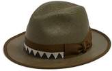 Thumbnail for your product : Borsalino Zigzag Band Panama Hat - Mens - Khaki Multi