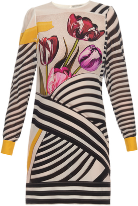 Mary Katrantzou Christie Tulip Stripe-print silk-chiffon dress