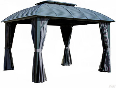 CHENGGUHENGXIN Outdoor Gazebo, Permanent Hardtop Gazebo With Aluminum Frame For Patios Deck Backyard, Galvanized Steel Double Roof, Curtains And Netting For Lawns, G