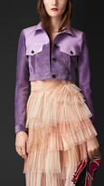 Thumbnail for your product : Burberry Cropped Suede Jacket with Patent Trim
