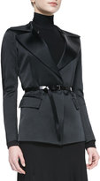 Thumbnail for your product : Donna Karan Belted Jacket with Sheer Back, Black