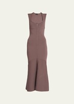 Zip-Front Knit Midi Dress 