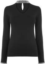 Thumbnail for your product : Warehouse Embellished Choker Neck Jumper