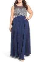 Thumbnail for your product : Decode 1.8 Beaded Illusion Bodice A-Line Gown