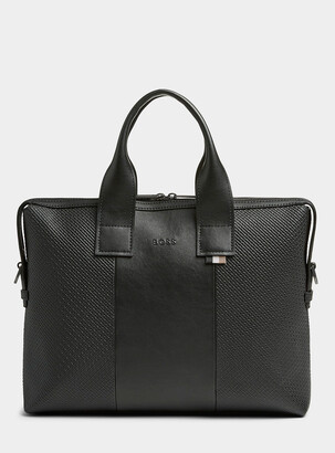 HUGO BOSS Monochrome leather messenger bag