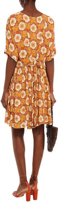 American Vintage Gathered Floral-print Crepe Mini Dress