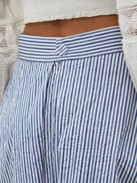 Thumbnail for your product : Thierry Colson Wynona Striped Cotton Midi Skirt - Blue White